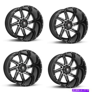 ホイール 4本セット セット4 24 "American Truxx Vortexブラック/機械加工ホイール24x14 5x5 Rims -76mm Set 4 24" American Truxx Vortex Black/Machined Wheels 24x14 5x5 Rims -76mm