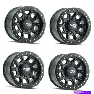 �z�C�[���@4�{�Z�b�g �Z�b�g4 17 �_�[�e�B���C�tDT -1�}�b�g�u���b�NW�V�~�����[�V���������O�z�C�[��17x9 5x5����-38mm Set 4 17 Dirty Life DT-1 Matte Black w Simulated Ring Wheels 17x9 5x5 Rim -38mm