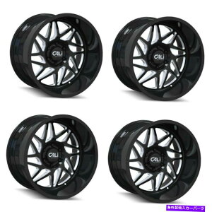 zC[@4{Zbg Zbg4 20 "JIt[hWF~jubN/~hX|[NzC[20x10 6x5.5-25mm Set 4 20" Cali Off-Road Gemini Black/Milled Spokes Wheels 20x10 6x5.5 Rims -25mm