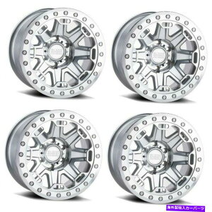 zC[@4{Zbg Zbg4 17 "ubNTCtgr[hbN17x8.5Vo[6x5.5zC[-30mmgbN Set 4 17" Black Rhino Rift Beadlock 17x8.5 Silver 6x5.5 Wheels -30mm Truck Rims