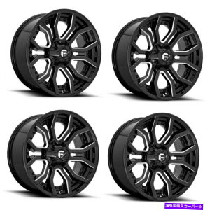 �z�C�[���@4�{�Z�b�g �Z�b�g4 24 "�R��D711���C�W�u���b�N�~�����O�z�C�[��24x12 8x6.5 -44mm���t�g�g���b�N���� Set 4 24" Fuel D711 Rage Black Milled Wheels 24x12 8x6.5 -44mm Lifted Truck Rims