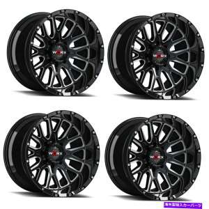 �z�C�[���@4�{�Z�b�g �Z�b�g4 22 worx 818bm 22x12 8x6.5�O���X�u���b�Nw/�~���t���A�N�Z���g�z�C�[��-44mm���� Set 4 22 Worx 818BM 22x12 8x6.5 Gloss Black w/ Milled Accents Wheels -44mm Rims�y���s�A���i�z