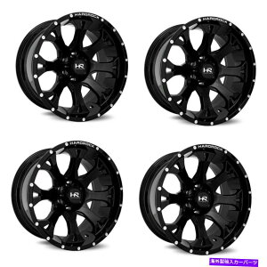 ホイール 4本セット セット4 24x14 "ハードロックブラッドショットXposed 24x14グロスブラック6x5.5ホイール-76mmリム Set 4 24x14" Hardrock BloodShot Xposed 24x14 Gloss Black 6x5.5 Wheels -76mm Rims