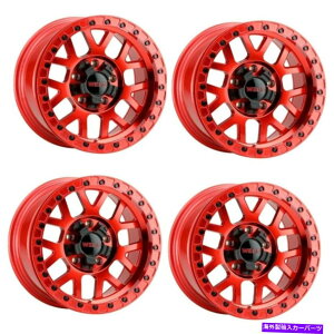 zC[@4{Zbg Zbg4 17 "nڃIt[hV`r[hbN17x9LfBbh5x5/5x5.5zC[-12mm Set 4 17" WELD Off-Road Cinch Beadlock 17x9 Candy Red 5x5/5x5.5 Wheels -12mm Rim