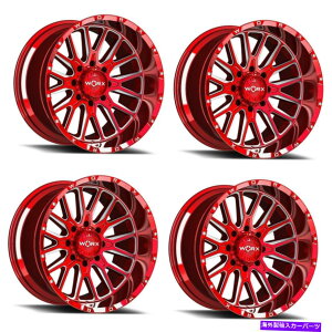 �z�C�[���@4�{�Z�b�g �Z�b�g4 20 Worx 818RM 20x12�L�����f�B�[���b�hW/�~���t���A�N�Z���g8x170�z�C�[��-44mm���� Set 4 20 Worx 818RM 20X12 Candy Red w/ Milled Accents 8x170 Wheels -44mm Rims�y���s�A���i�z