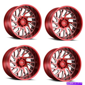 zC[@4{Zbg Zbg4 22 "Tuff T4BLfB[bh~hX|[N22x12 6x5.5zC[-45mmtg Set 4 22" Tuff T4B Candy Red Milled Spoke 22x12 6x5.5 Wheels -45mm Lifted Rims