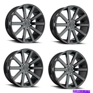 �z�C�[���@4�{�Z�b�g �Z�b�g4 24 "�_�u1PC S219�V���b�g�J���O���X�u���b�N24x10 5x5.5�z�C�[��25mm�g���b�N���� Set 4 24" DUB 1PC S219 Shot Calla Gloss Black 24x10 5x5.5 Wheels 25mm Truck Rims