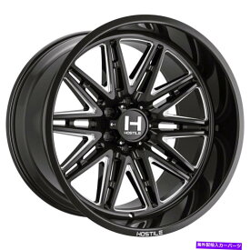 ホイール　4本セット 敵対的なH126 MANIAC 20x10 6x135 -19ブラックミリングホイール（4）87 20 "インチリム Hostile H126 Maniac 20x10 6x135 -19 Black Milled Wheels(4) 87 20" inch Rims