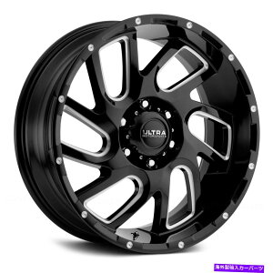 �z�C�[���@4�{�Z�b�g Ultra 221bm Carnage Wheels20x10�i-25�A8x165.1�A125.2�j4�̃u���b�N�����Z�b�g Ultra 221BM CARNAGE Wheels 20x10 (-25, 8x165.1, 125.2) Black Rims Set of 4�y���s�A���i�z