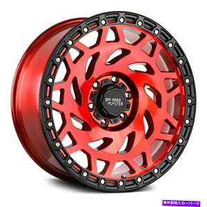 zC[@4{Zbg It[hX^[M50zC[20x9.5i-12A5x127A78.1j4̐ԂZbg Off-Road Monster M50 Wheels 20x9.5 (-12, 5x127, 78.1) Red Rims Set of 4