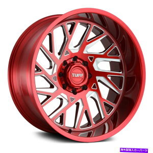 �z�C�[���@4�{�Z�b�g Tuff T4B�z�C�[��20x12�i-45�A6x139.7�A112.1�j4�̐Ԃ������Z�b�g TUFF T4B Wheels 20x12 (-45, 6x139.7, 112.1) Red Rims Set of 4