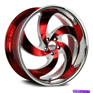 �z�C�[���@4�{�Z�b�g Strada Retro 5�z�C�[��22x10�i20�A5x114.3�A74.1�j4�̐Ԃ������Z�b�g Strada RETRO 5 Wheels 22x10 (20, 5x114.3, 74.1) Red Rims Set of 4�y���s�A���i�z