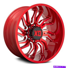 ホイール　4本セット XDシリーズXD858テンションホイール22x12（-44、6x139.7、106.1）4の赤いリムセット XD Series XD858 TENSION Wheels 22x12 (-44, 6x139.7, 106.1) Red Rims Set of 4