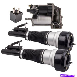 TXyV ZfXp̃RvbT[|vttgGAVbNXgbgW221 S350 2213200304 2 Front Air Shock Struts w/ Compressor Pump For Mercedes W221 S350 2213200304