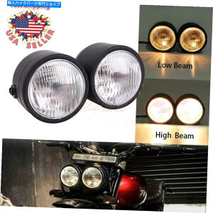 Headlight I[goCfA4.5 "cCtgwbhCgvvubNn[[Xg[gt@C^[ Motorcycle Dual 4.5" Twin Front Head Lights Lamp Black For Harley Street Fighter