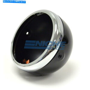 Headlight [JXX^C̃wbhvwbhCgVFNubN5-3/4 "TCh}Eg Lucas-Style Headlamp Headlight Shell Rim Chrome Black 5-3/4" Side Mount