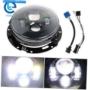 Headlight Dyna Electra Glide 7 "70W LEDEhvWFN^[wbhCgt̃A_v^[}Egp For Dyna Electra Glide 7" 70W LED Round Projector Headlight W/ Adapter Mount