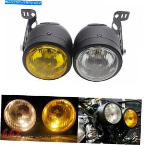 Headlight �I�[�g�o�C�f���A���X�|�[�c�c�C���w�b�h���C�g�w�b�h�����v�t���n�[���[�_�C�i�p�}�E���g�u���P�b�g�t�� Motorcycle Dual Sport Twin Headlight Head Lamp w/Mount Bracket for Harley Dyna�y���s�A���i
