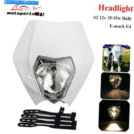 Headlight エンデューロダートバイクモトクロス用の白い電子マークヘッドライトヘッドランプライトフェアリング White E-mark Headlight Head Lamp Light Fairing For Enduro Dirt Bike Motocross