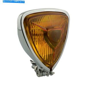 Headlight Ao[gCAONI[goCwbhCgvJtF[T[`bp[{o[JX^ Amber Triangle Chrome Motorcycle Headlight Lamp Cafe Racer Chopper Bobber Custom