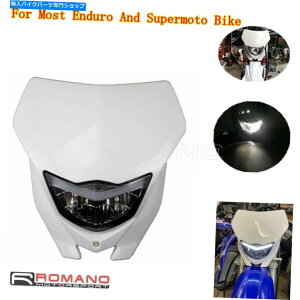 Headlight }nz_CRF450RoCÑjo[TI[goCzCg}XNwbhCg Universal Motorcycle White Mask Headlight For Yamaha Kawasaki Honda CRF450R Bike