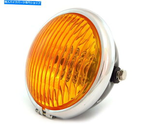 Headlight 5.75 "TCh}EgnQI[goCwbhCg - OXubN - N - Ao[ 5.75" Side Mount Halogen Motorcycle Headlight - Gloss Black - Chrome - Amber