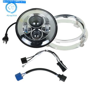 Headlight vWFN^[NwbhCg̓A_v^[}EgO7 "ɓKĂ܂ Projector Chrome Headlight Fit For with Adapter Mount ring 7" LED US