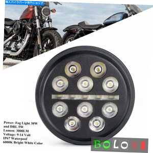 Headlight n[[_Ci\tgACX|[cX^[FXBB̃I[goCLEDwbhCg4.5 "tHOCg Motorcycle LED Headlight 4.5" Fog Light For Harley Dyna Softail Sportster FXBB
