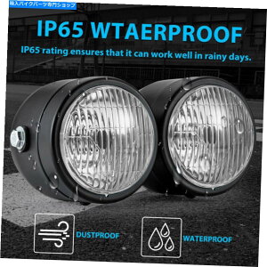 Headlight �u���b�N�c�C���w�b�h���C�g�I�[�g�o�C�f���A���X�|�[�c�����v�X�g���[�g�t�@�C�^�[���̃h�~�l�[�^�[ Black Twin Headlight Motorcycle Dual Sport Lamp Street Fighter Naked Dominator�y���s�A���i�z