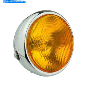 Headlight I[goC7 "wbhCgvH4 HI/[r[^VFCG[JX^oCN Motorcycle 7" Headlight Lamp H4 Hi/Low Beam Metal Shell Yellow Custom Bike