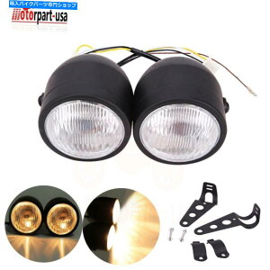 Headlight n[[X|[cXg[gt@C^[jo[T̂߂̃cCtgwbhCg_ufAv Twin Front Headlight Double Dual Lamp For Harley Sport Street Fighter Universal
