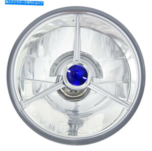 Headlight �V����4 1/2 �E�F�[�u�J�b�g�I�[�g�o�C�A�C�X�u���[�h�b�g�w�b�h���C�g�t��H4�o���uT40703 New 4 1/2 Wave Cut Motorcycle Ice Blue Dot Headlight with H4 Bulb T40703�y���s�A���i�z