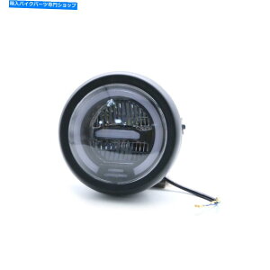 Headlight 12V�I�[�g�o�C���g���u���b�NLED�w�b�h���C�g�����vHI/LO�r�[���w�b�h���C�g�J�t�F���[�T�[ 12V Motorcycle Retro Black LED Headlight Lamp Hi/Lo Beam Head Light Cafe Racer�y���s�A���i�z