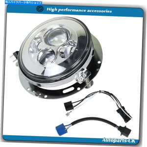 Headlight A_v^[}EgOt7 "LEDvWFN^[NwbhCg 7" LED Projector Chrome Headlight For with Adapter Mount ring