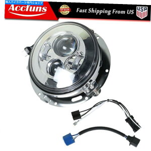 Headlight W/A_v^[}EgO7 "LEDvWFN^[NwbhCgɃtBbg Fit For w/ Adapter Mount ring 7" LED Projector Chrome Headlight