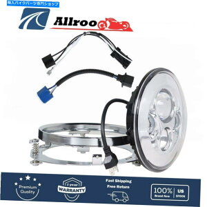 Headlight 7 "LEDvWFN^[NwbhCg̓A_v^[}EgOŃtBbg܂ 7" LED Projector Chrome Headlight Fit For w/ Adapter Mount ring