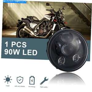 Headlight ����5-3/4 5.75�C���`LED�v���W�F�N�^�[�w�b�h���C�g���r�[��DRL Black 5-3/4 5.75 inch LED Projector Headlight High Low Beam DRL for Motorcycle�y���s�A���i�z