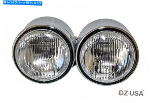 Headlight �N�����c�C���w�b�h���C�g�I�[�g�o�C�_�u���f���A�������v�X�g���[�g�t�@�C�^�[���̃h�~�l�[�^�[ Chrome Twin Headlight Motorcycle Double Dual Lamp Street Fighter Naked Dominator�y���s�A���i�z