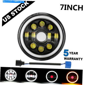 Headlight �n�[���[�z���_���}�n�I�[�g�o�C��7 �C���`180W LED�w�b�h���C�gDRL�G���W�F���A�C 7 inch 180W LED Headlight DRL Angel Eyes for Harley Honda Yamaha Motorcycle�y���s�A���i�z