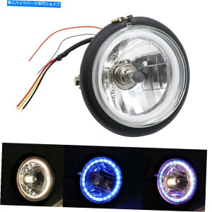 Headlight ���j�o�[�T��6.5 �o�C�N�w�b�h���C�g�w�b�h�����v +�J�t�F���[�T�[�p�̐��n���[�����O Universal 6.5 Motorbike Headlight Head Lamp + Blue Halo Ring For Cafe Racer�y���s�A���i�z