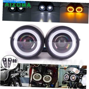 Headlight LED�I�[�g�o�C�o�q�f���A���w�b�h���C�g�n�[���[�z���_�̃u���P�b�g�t���_�u���w�b�h�����v�t���_�u���w�b�h�����v LED Motorcycle Twins Dual Headlight Double Headlamp w/Bracket For Harley Honda�y��