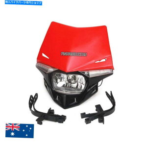Headlight 12V���b�h���j�o�[�T���I�[�g�o�CMX�w�b�h���C�gLED���C�g�_�[�g�s�b�g�o�C�N�v��ATV�N�A�b�h 12V Red Universal Motorcycle MX Headlight Led Light Dirt Pit Bike pro ATV QUAD�y���s�A���i�z