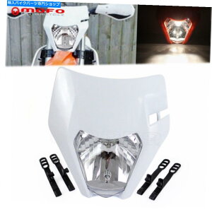 Headlight z_XYLCBR̂߂̃zCgvX`bNX[p[ggNXIt[hwbhCgv White Plastic Supermoto Motocross Off Road Headlight Lamp For Honda Suzuki CBR