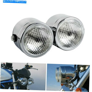 Headlight �N�����c�C���w�b�h���C�g�I�[�g�o�C�_�u���f���A�������v�X�g���[�g�t�@�C�^�[���̃h�~�l�[�^�[ Chrome Twin Headlight Motorcycle Double Dual Lamp Street Fighter Naked Dominator�y���s�A���i�z