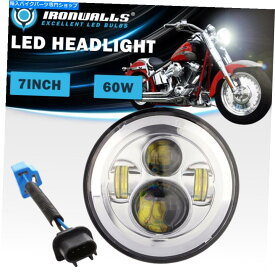 Headlight 7 "クロムLEDハーレーホンダヤマハオートバイ用ヘッドライトハイロドットシールランプ 7" Chrome LED Headlight Hi-Lo DOT Sealed Lamp for Harley Honda Yamaha Motorcycle