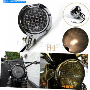 Headlight 4.5 �n�[���[�z���_�X�N�����u���[�N���[�U�[�J�t�F���[�T�[�r���e�[�W���C�g�p�O�����w�b�h�����v 4.5 Grille Headlamp For Harley Honda Scrambler Cruiser Cafe Racer Vintage Light�y���s�A���i�z