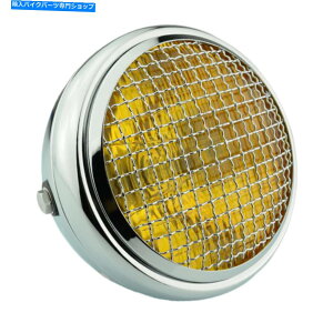 Headlight �I�[�g�o�C�A���o�[6.5�C���`�w�b�h���C�g�w�b�h�����v���b�V���O�����T�C�h�}�E���g�J�X�^���N���� Motorcycle Amber 6.5�hHeadlight Headlamp Mesh Grill Side Mount Custom Chrome�y���s�A���i�z