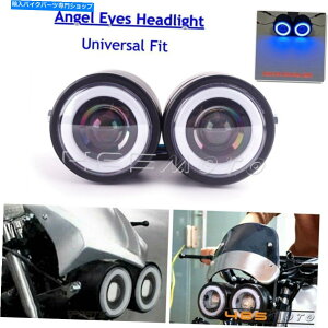 Headlight �I�[�g�o�CLED�w�b�h���C�g�n���[�G���W�F���A�C�z���_�X�Y�L���}�n�{�o�[�`���b�p�[ Motorcycle LED Headlight Halo Angel Eye for Honda Suzuki Yamaha Bobber Chopper�y���s�A���i�z
