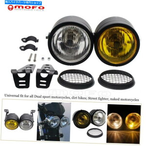 Headlight �_�u���O�����w�b�h���C�g���E���h�w�b�h�����v�t���w�b�h�����v���̃I�[�g�o�C�p�̎��t���u���P�b�g Double Grill Headlight Round Headlamp w/Mounting Bracket For Naked Motorcycle�y���s�A���i�z