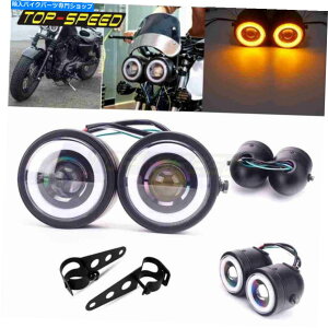 Headlight �c�C���w�b�h���C�g�o�C�N�o�C�NLED�J�t�F���[�T�[�p�u���P�b�g�t���f���A���w�b�h�����vLED Twin Headlight Motorcycle Motorbike LED Dual Headlamp w/ Bracket For Cafe Racer�y���s�A���i�z
